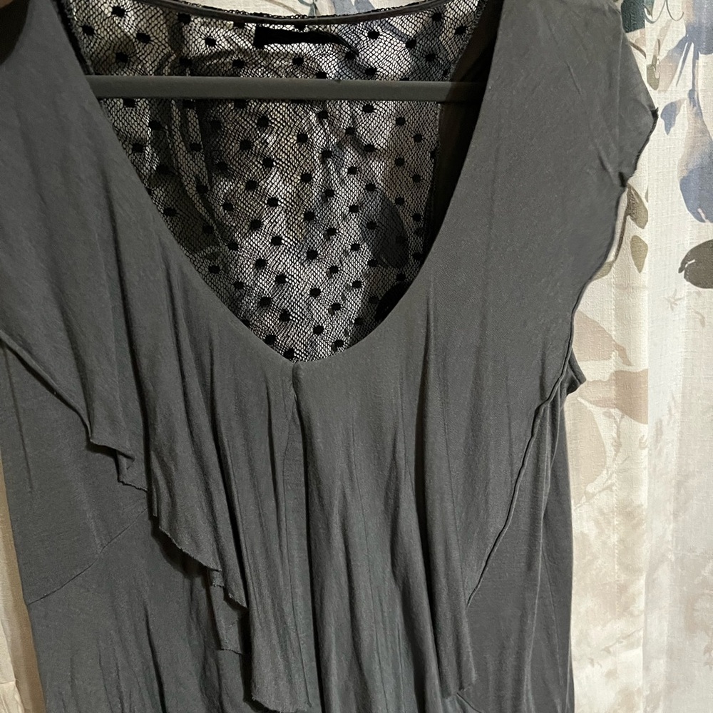 Gray and black top